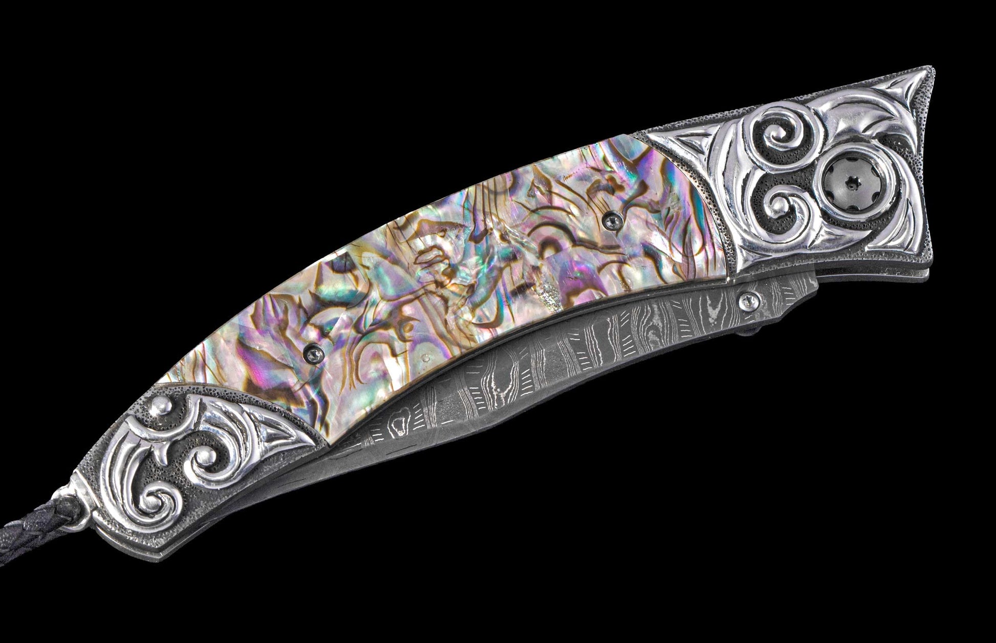 One of a Kind William Henry Custom Knife with Hand-carved sterling silver frame