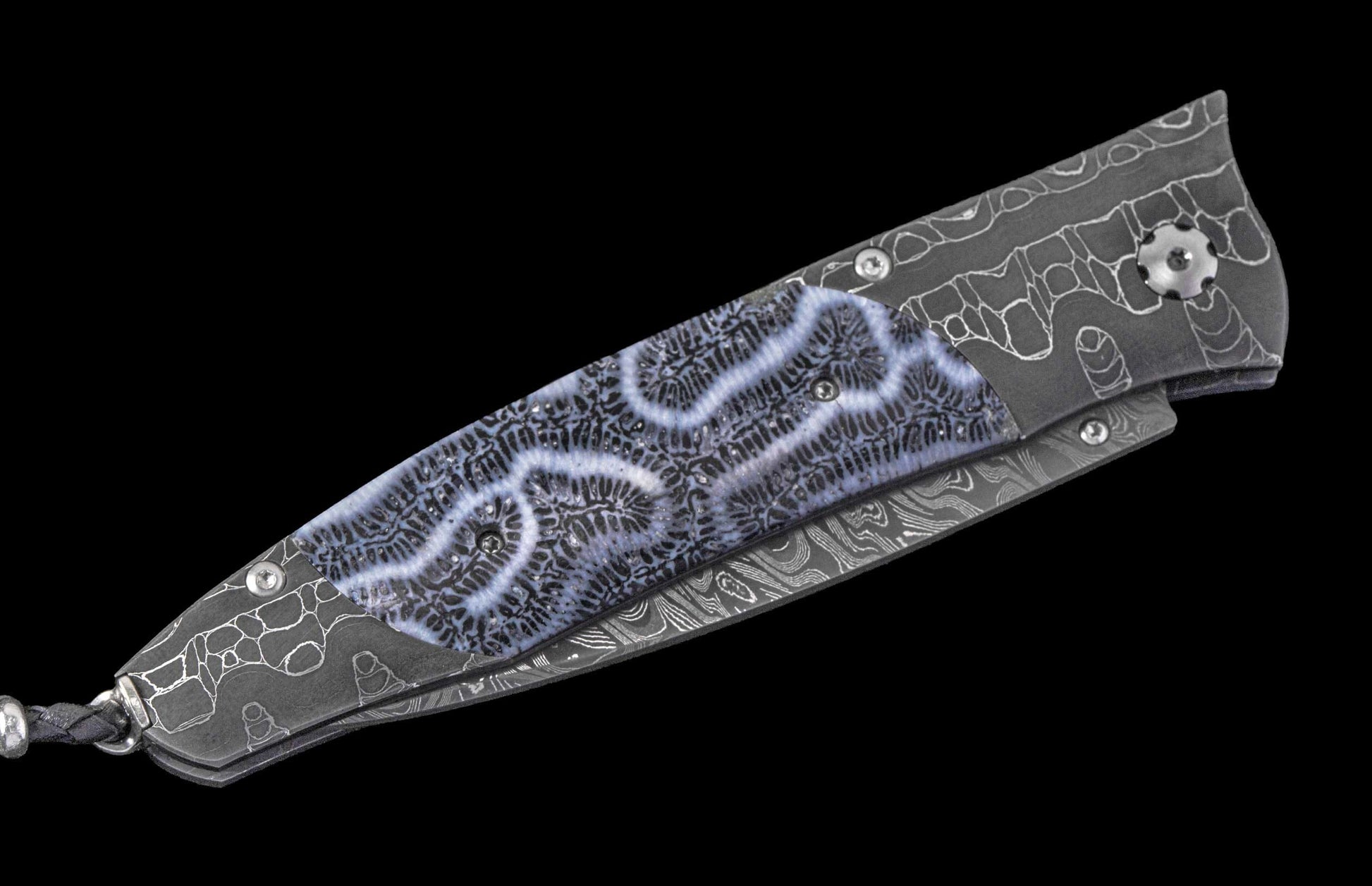 One of a Kind William Henry Custom Knife with damascus frame