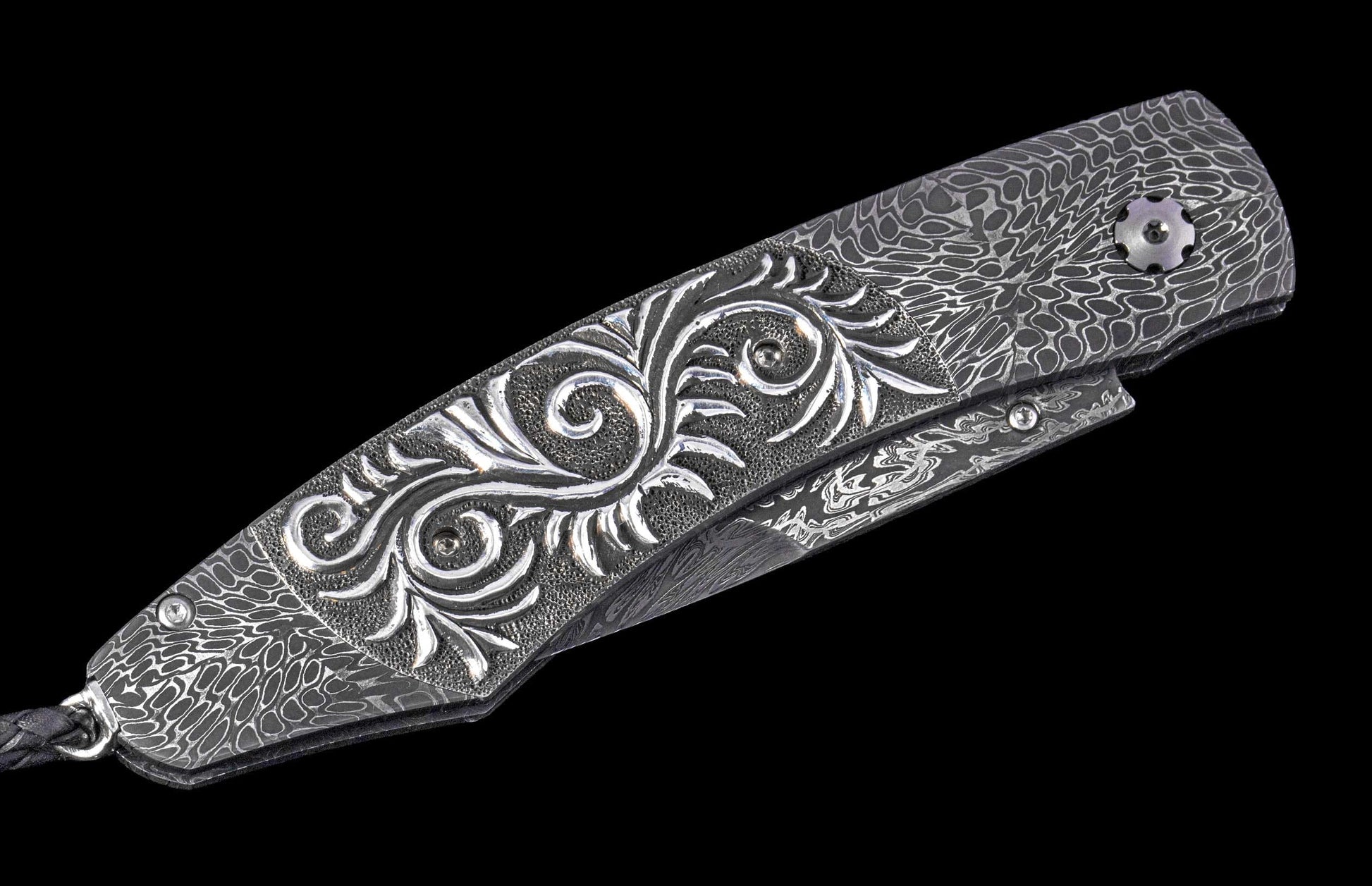 One of a Kind William Henry Custom Knife with damascus steel frame