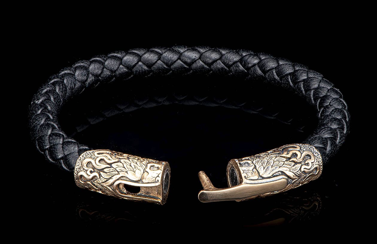 The Ramble On Bronze and Black Braided Leather Bracelet clasp