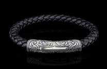 The Milan Silver and Black Braided Leather Bracelet 