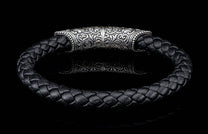 The Milan Silver and Black Braided Leather Bracelet 