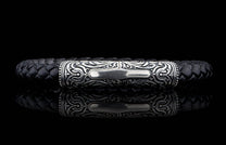 The Milan Silver and Black Braided Leather Bracelet 