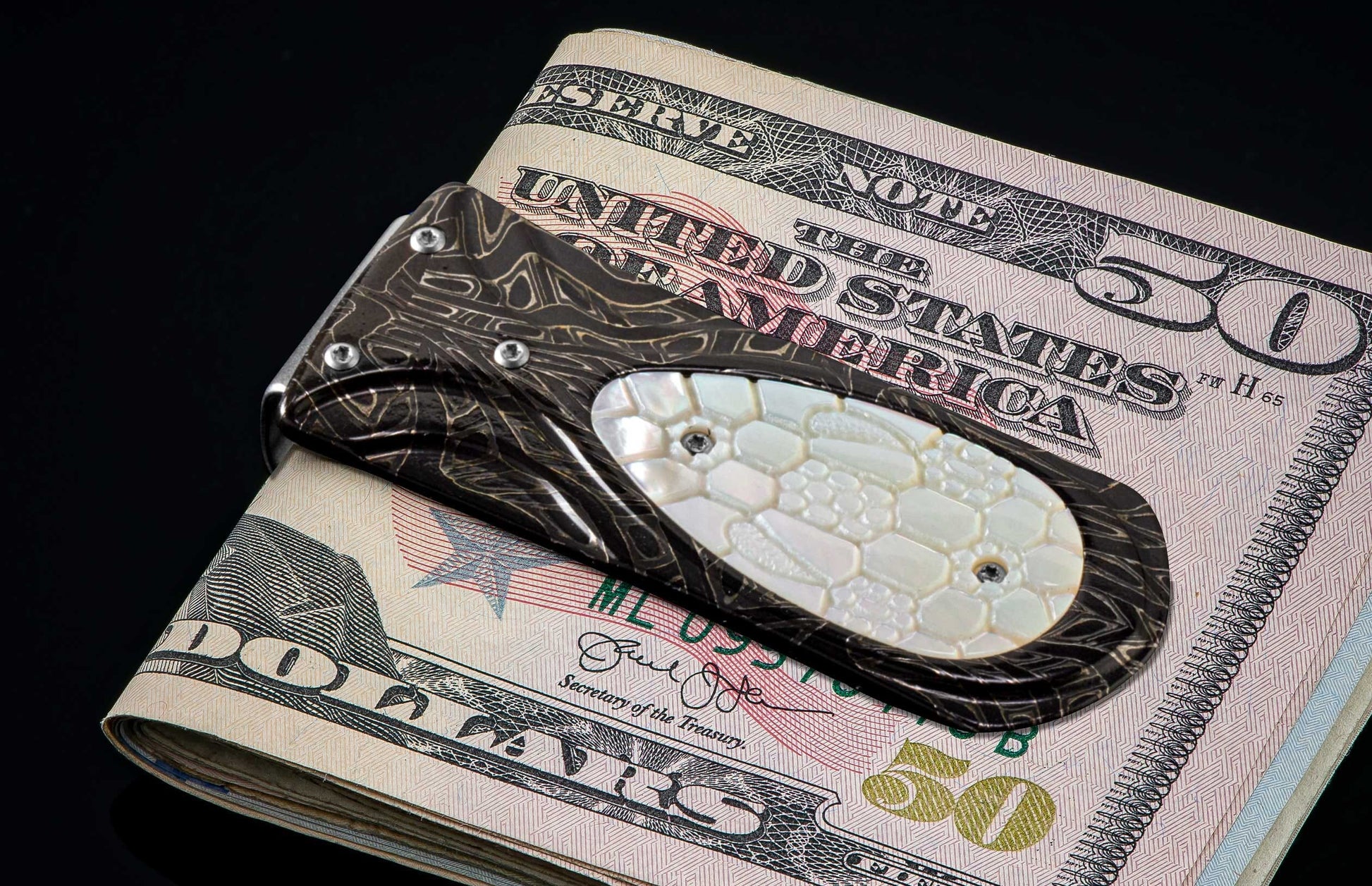 The Zurich Viper Hand-forged Damascus Money Clip 