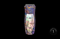 Handcrafted William Henry money clip with Laser color-engraved titanium and Black Lip pearl