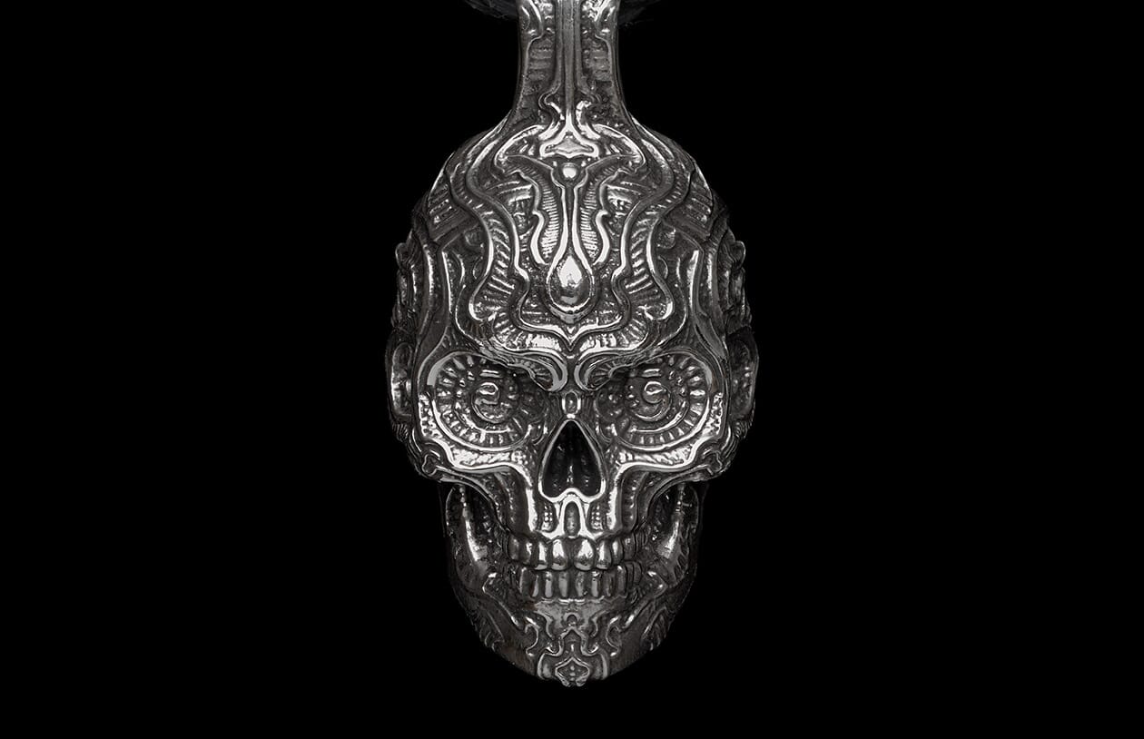 Blackbeard Engraved Skull Pendant on Braided Kevlar Cord | William
