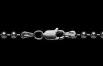 Silver ball chain with a lobster clasp, stamped "925".