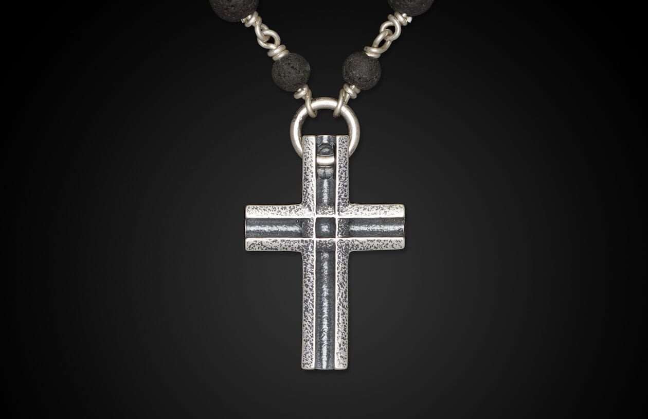 The Amber Crux Sterling Silver Cross Bead Necklace