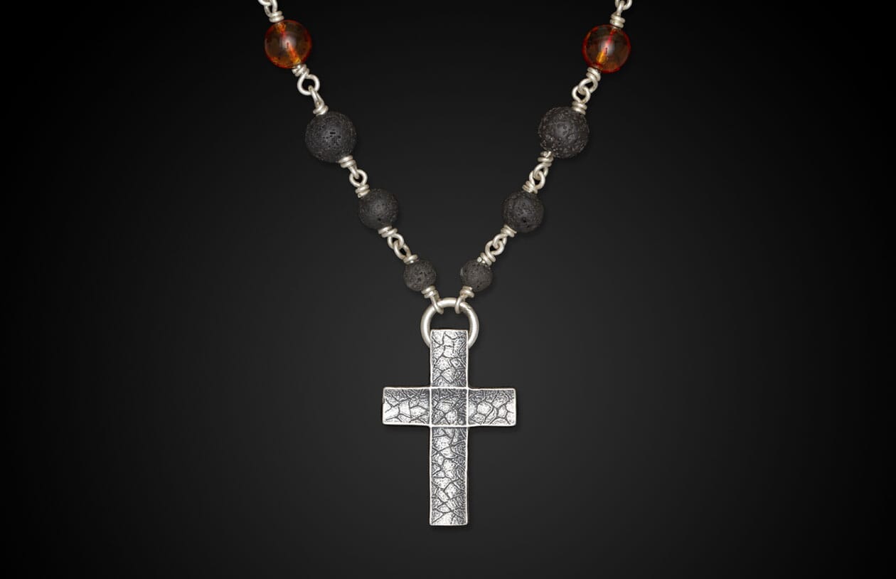 The Amber Crux Sterling Silver Cross Bead Necklace