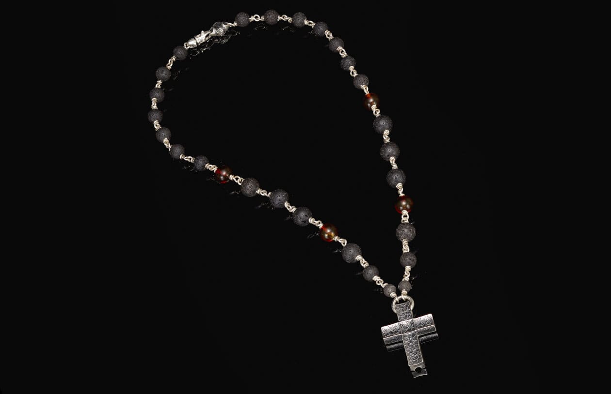 The Amber Crux Sterling Silver Cross Bead Necklace