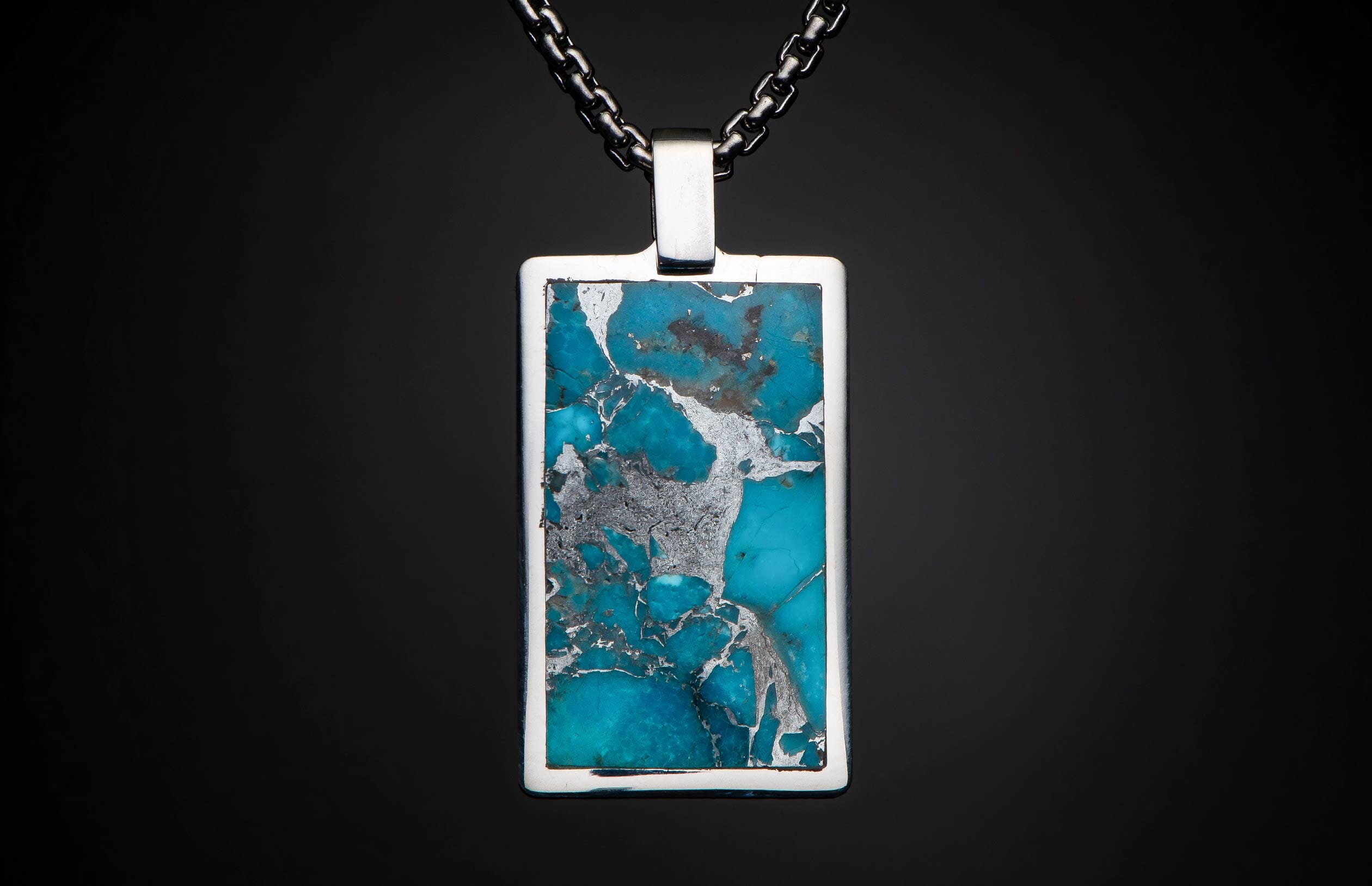 Pinnacle Men's Turquoise Silver Pendant Necklace (P43 TQ