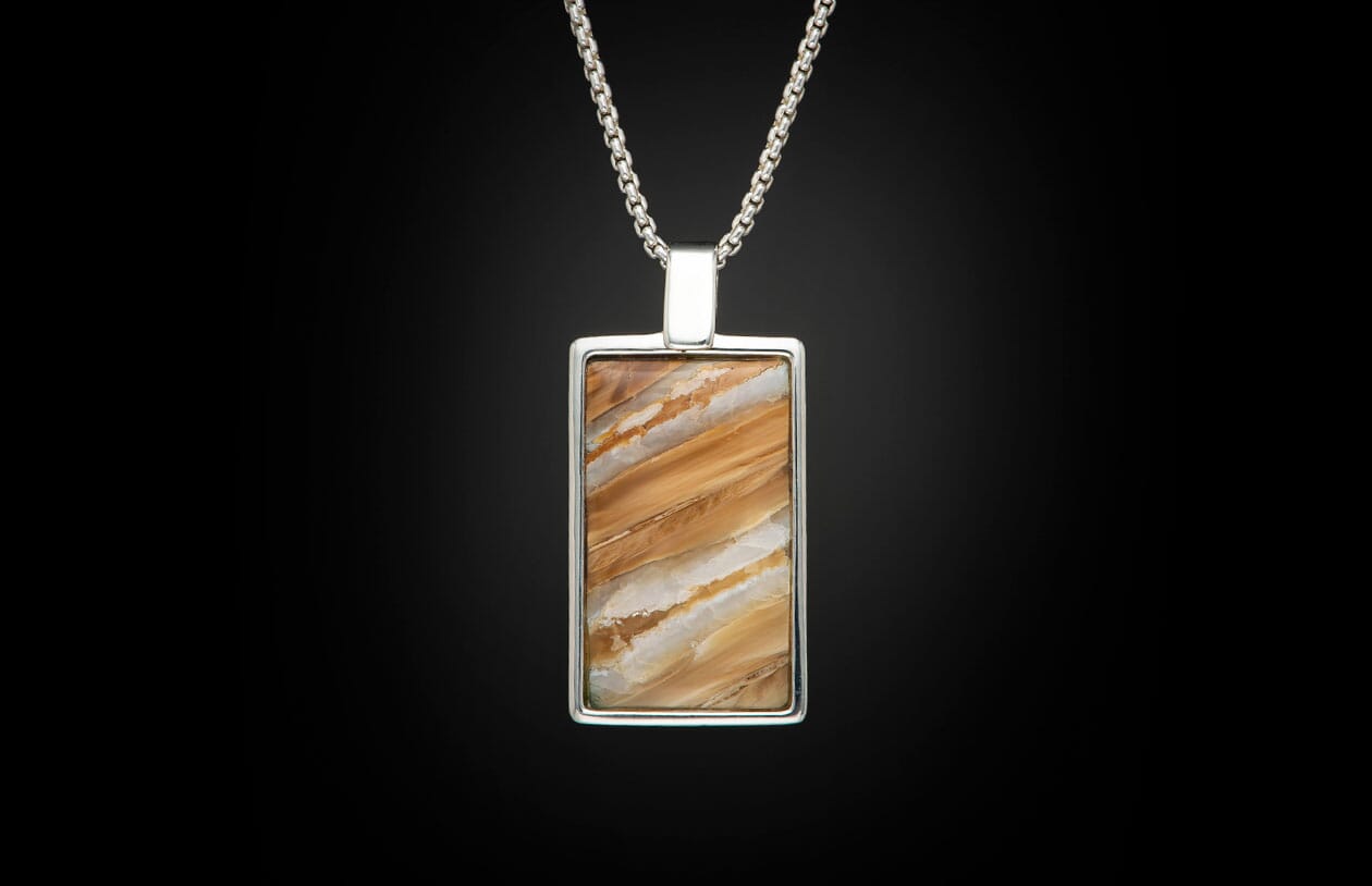 Men's Sterling Silver Necklace with Mammoth Tooth Pendant