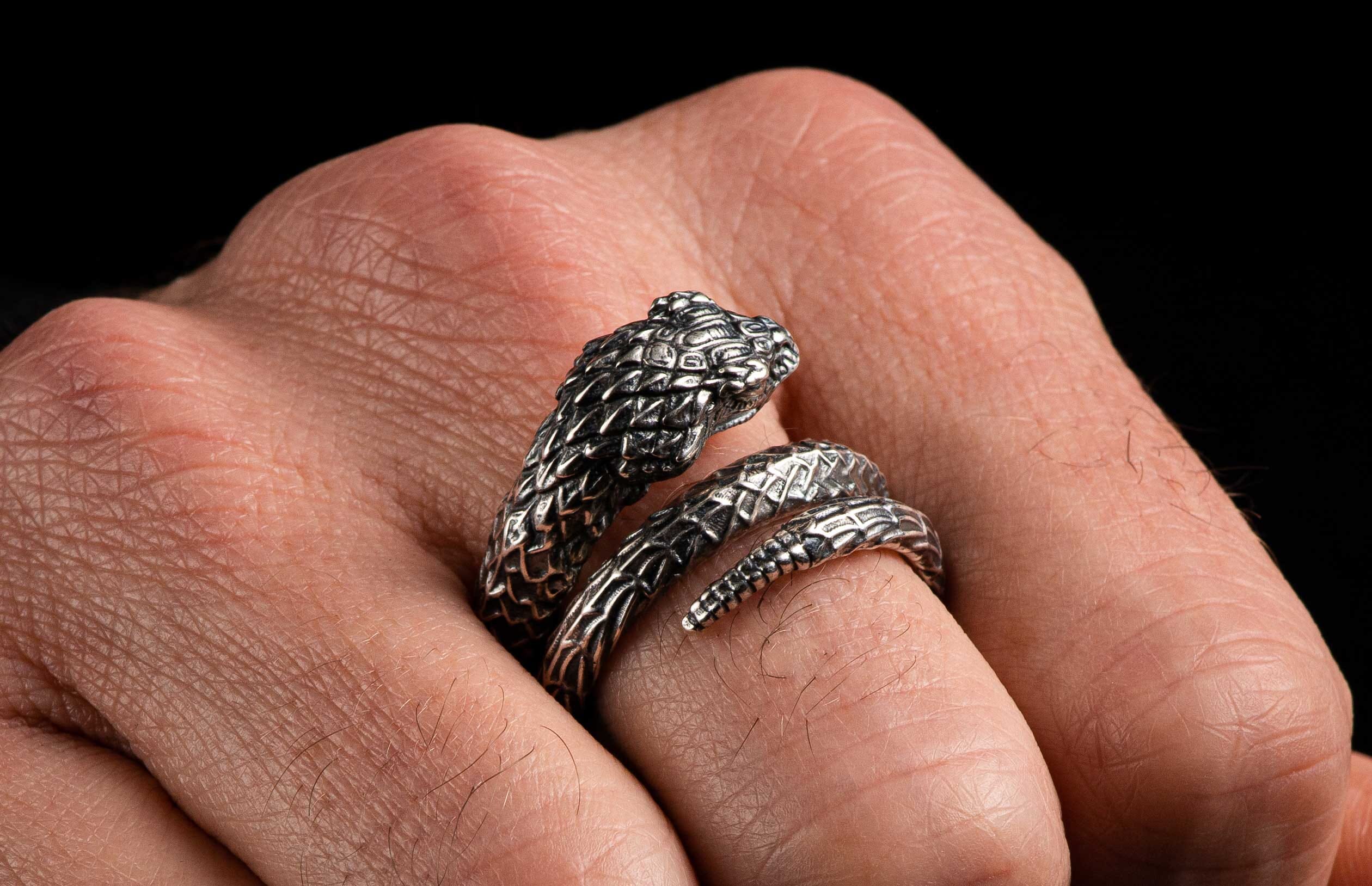 Men's Sterling Silver Snake Ring by William Henry Men's Sterling Silver Snake Ring by William Henry