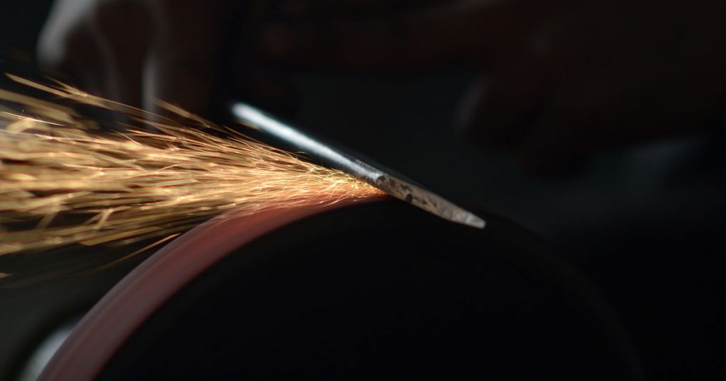 Sparks From Knife Sharpening