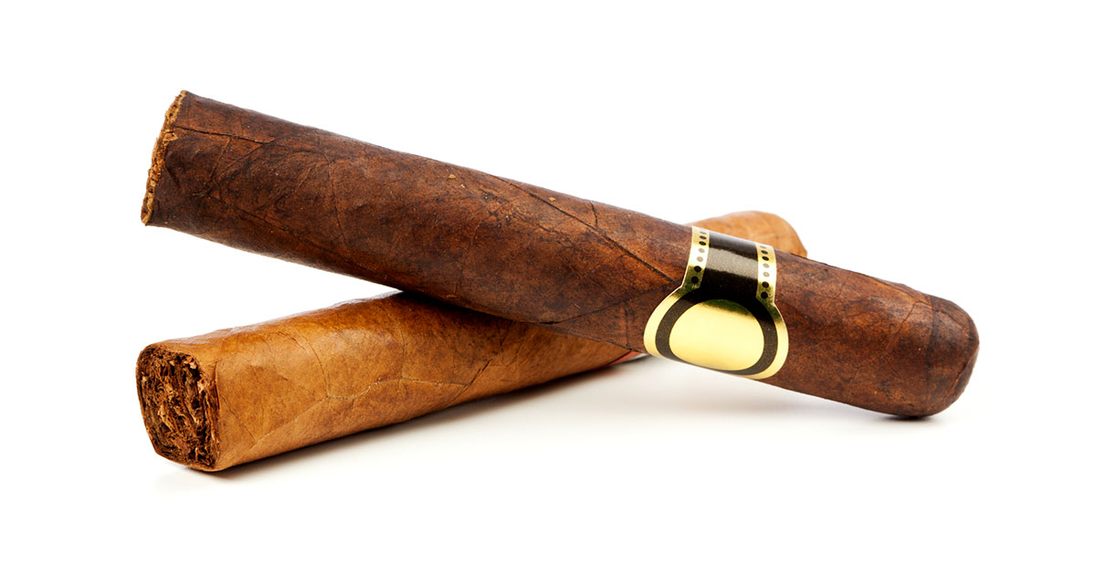 Two cigars on white background