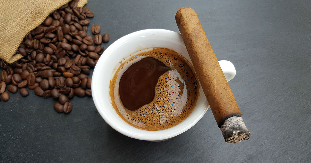 Cigar paired with coffee